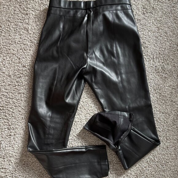 Zara Black Faux Leather Hi-Rise Leggings Size L - Trafaluc Collection - Like New - Picture 1 of 4